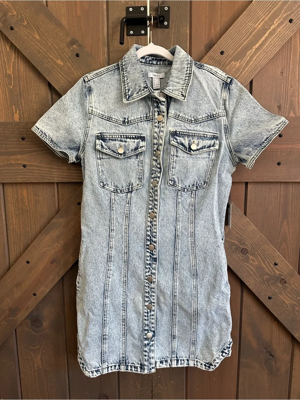 Forever 21 Light Wash Denim Mini Dress - Picture 1 of 7